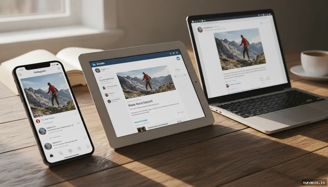 Adapting visual content for Instagram, LinkedIn, and Twitter on separate devices