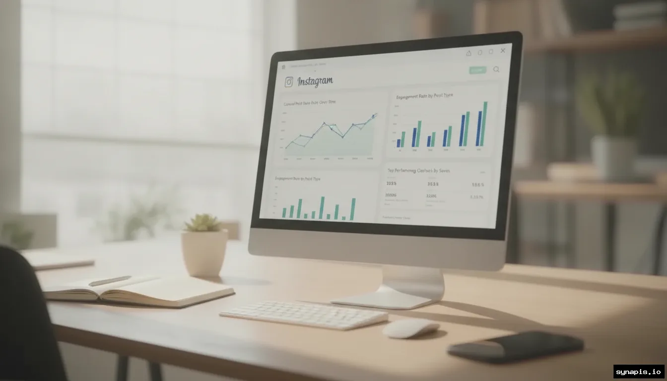 Analytics dashboard showing Instagram post saves and engagement rates for carousel content