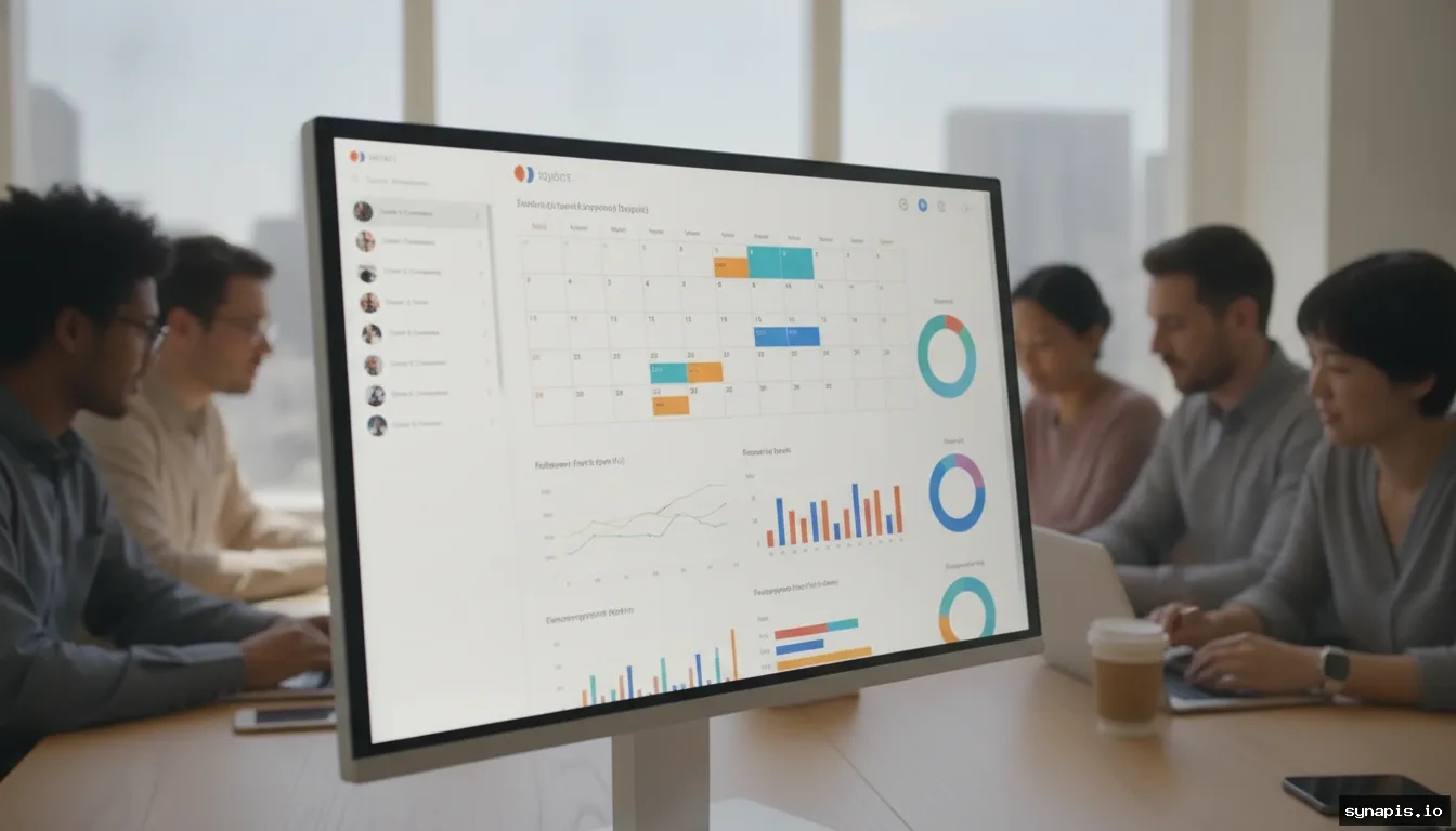 Automated social media reports being scheduled on a computer screen for multiple clients