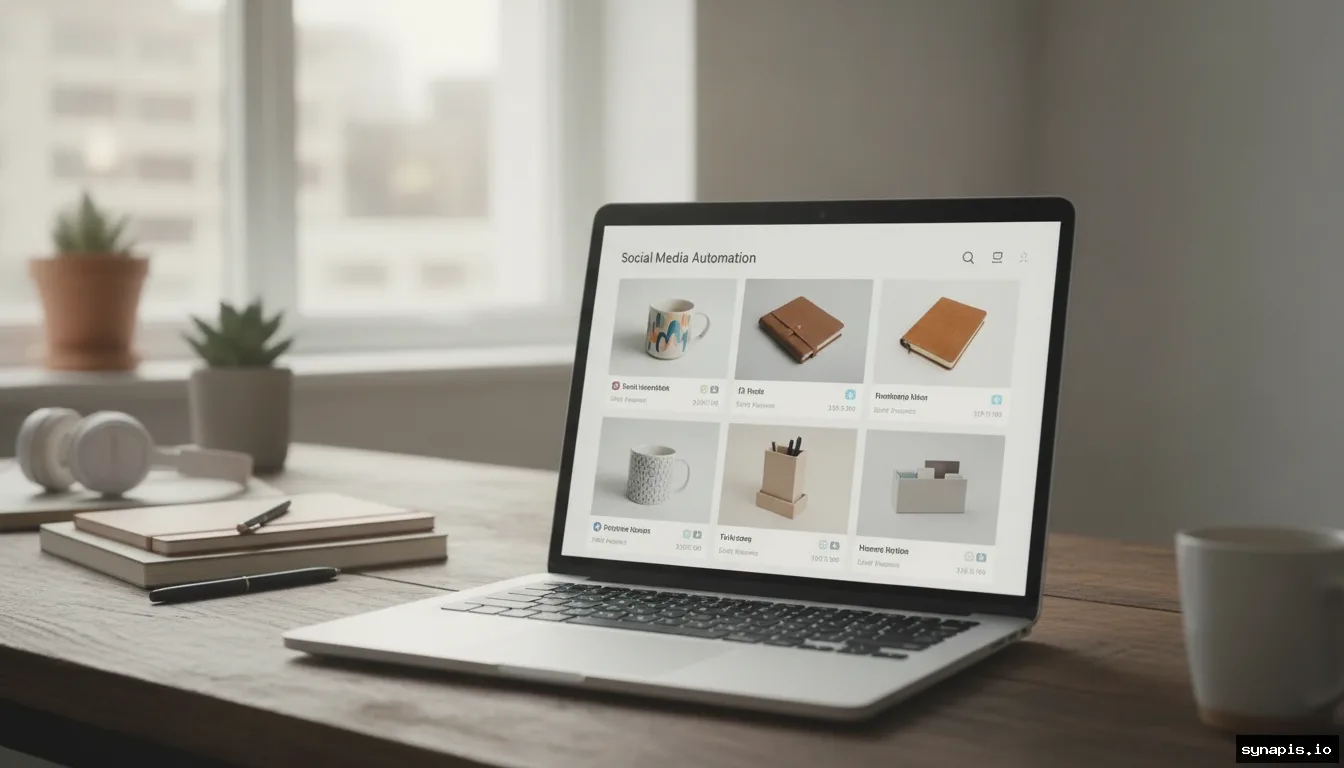 Automatic post scheduling dashboard for a small business with branded product images on social media