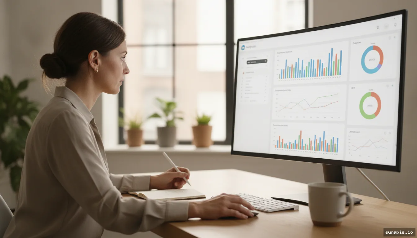 B2B marketer analyzing LinkedIn analytics dashboard on desktop