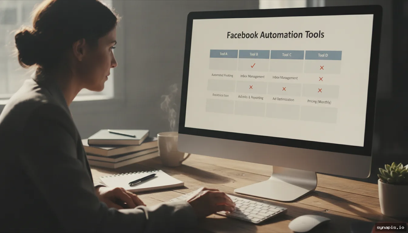 Comparing Facebook automation tools on a computer screen