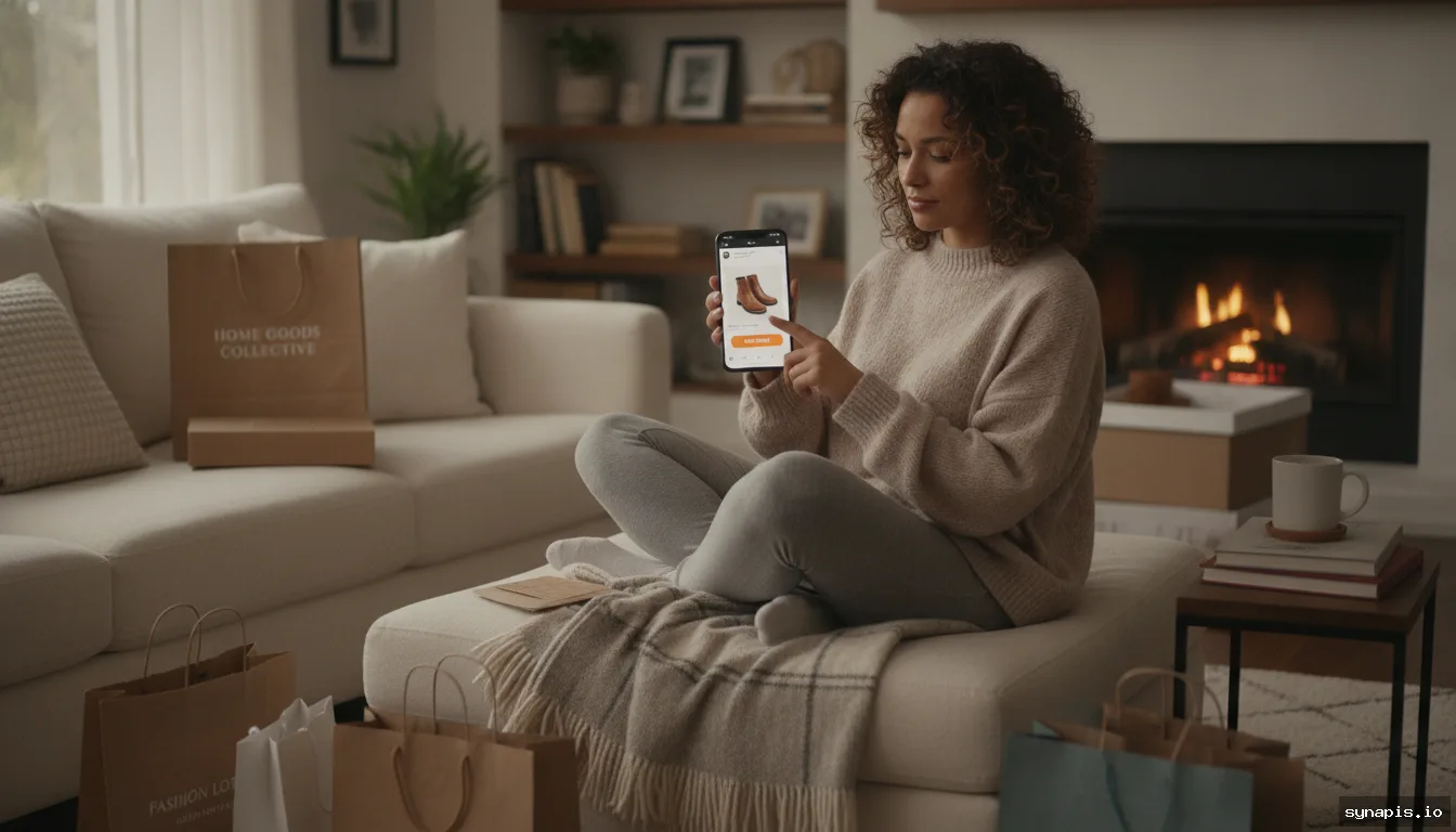 Customer using smartphone to buy products directly from social media ad