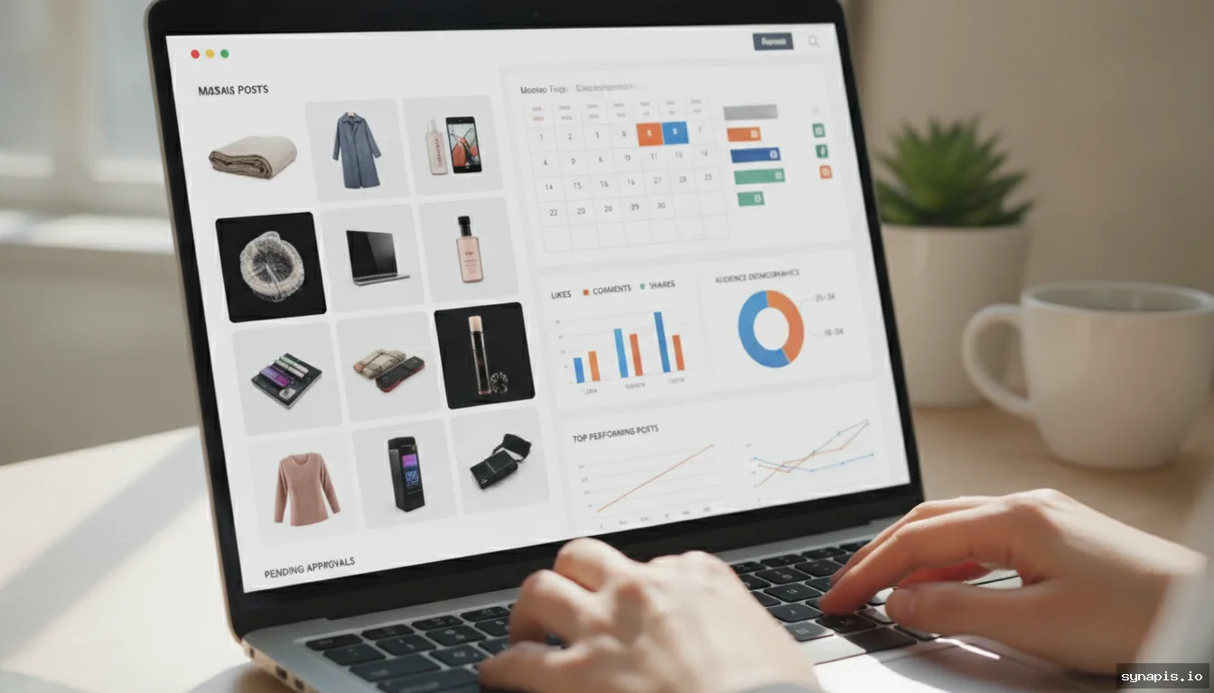 Dashboard of an ecommerce social media automation platform auto-generating product posts