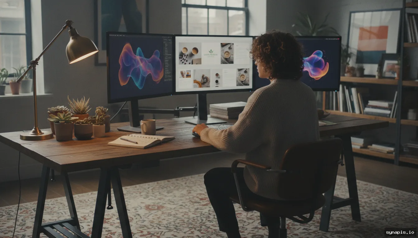 Designer creating branded social media images with AI tools