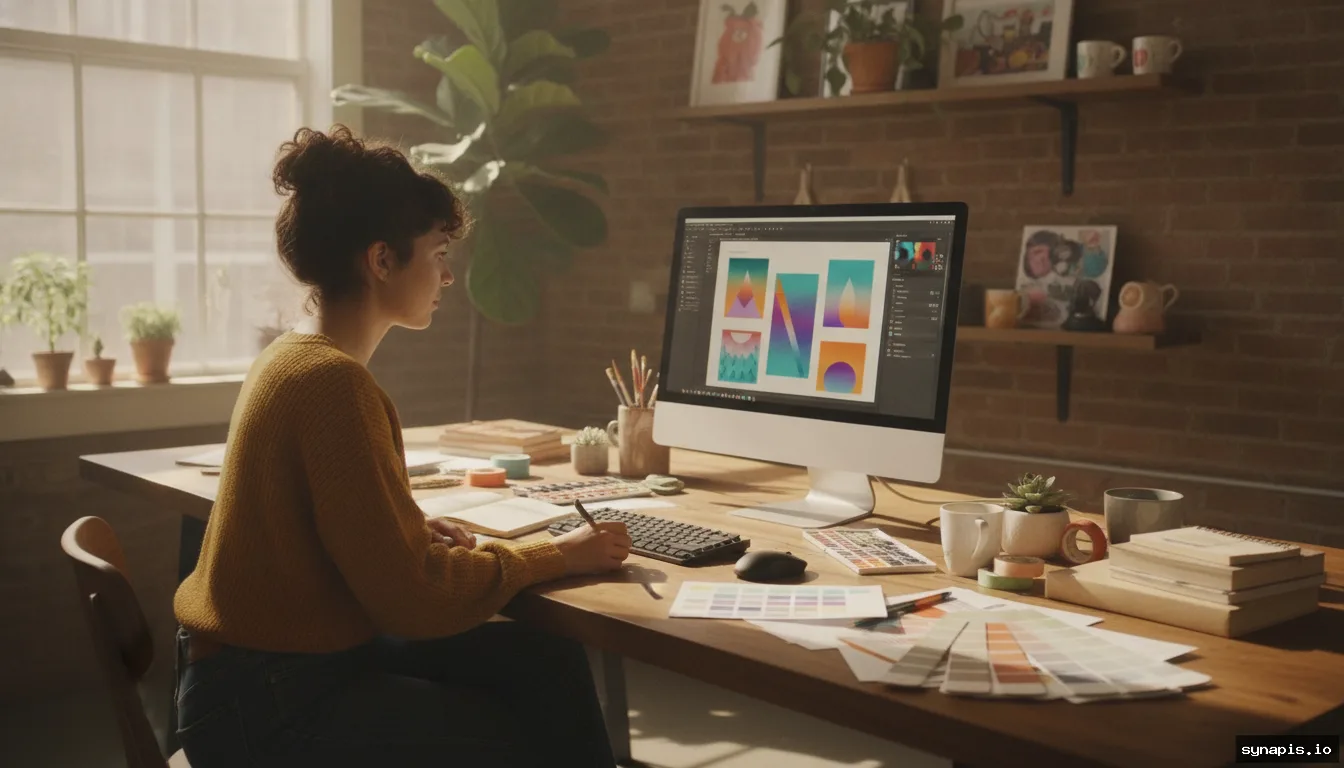 Designer creating on-brand visuals for Facebook posts