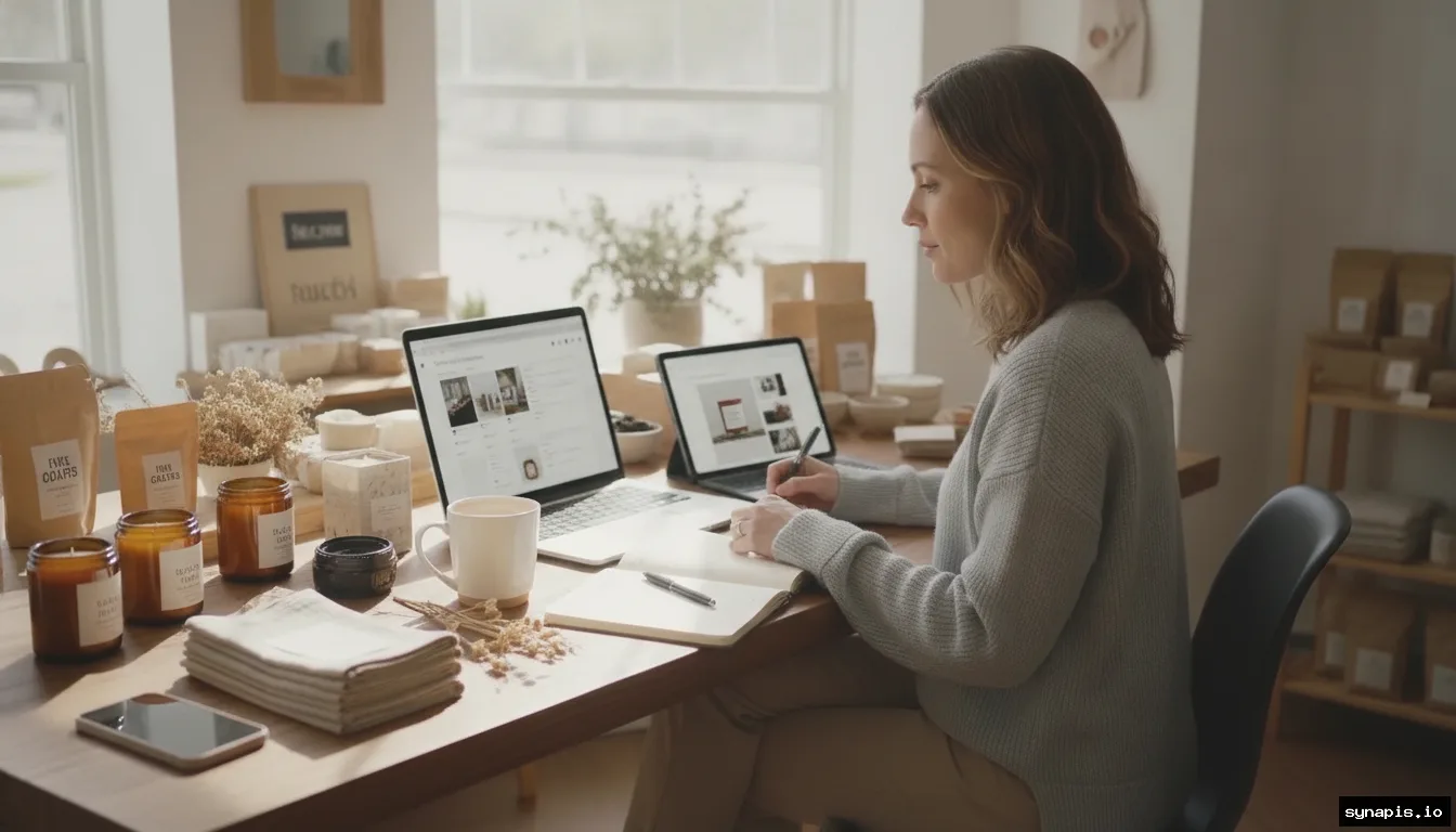 Ecommerce business owner preparing product posts for Instagram scheduling
