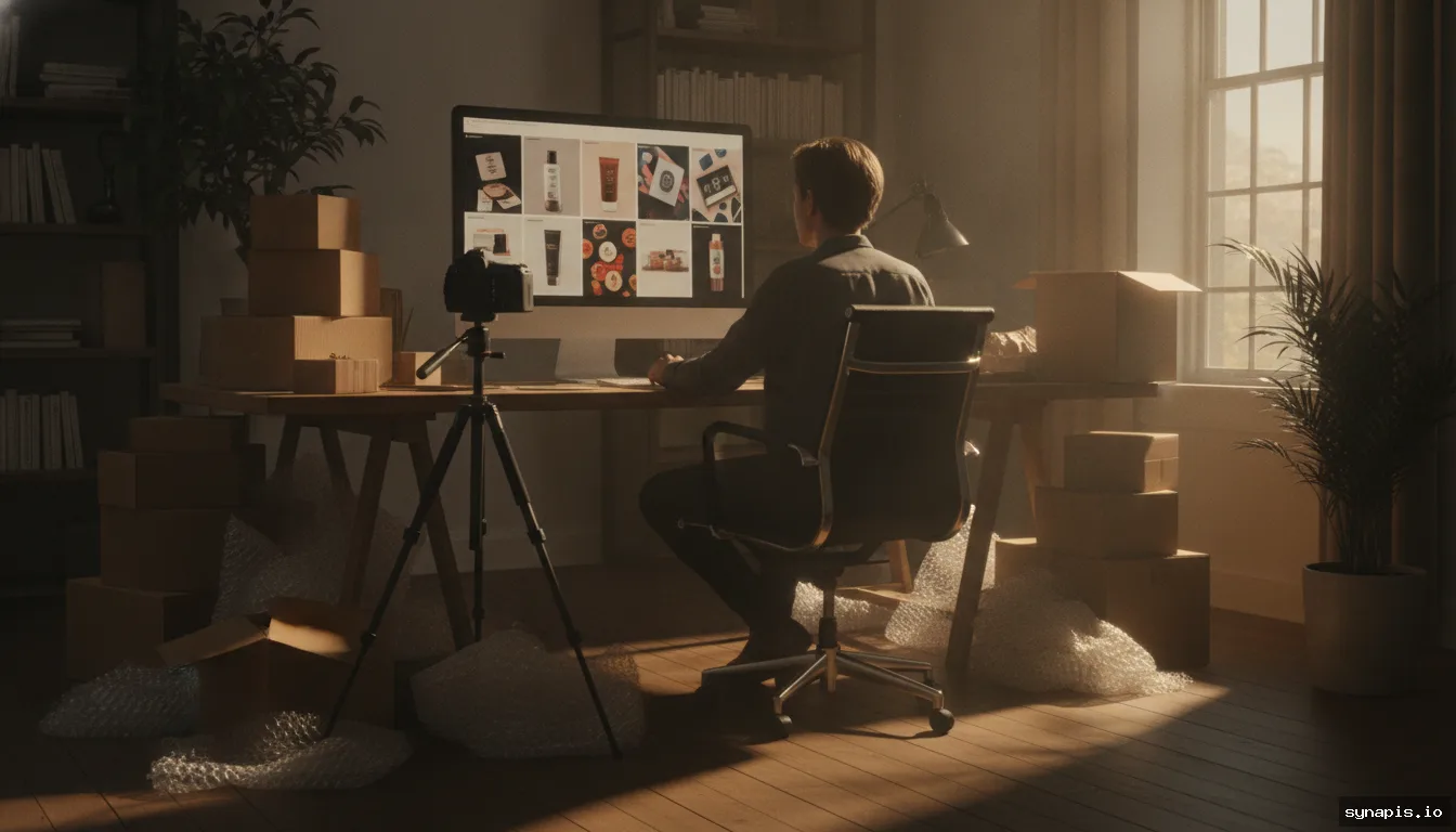 Ecommerce business owner using Synapis AI to create social media posts