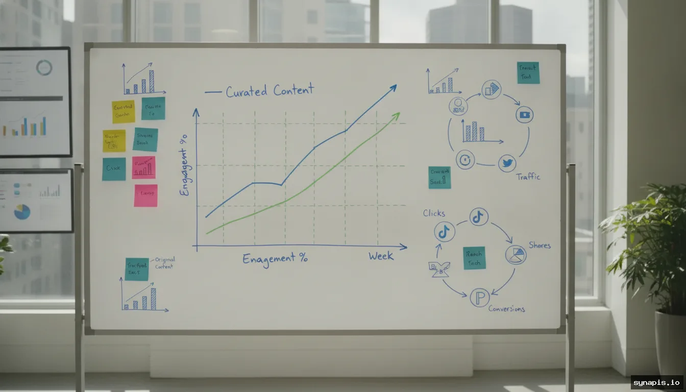 Graph showing mix of curated and original content for a successful social media campaign