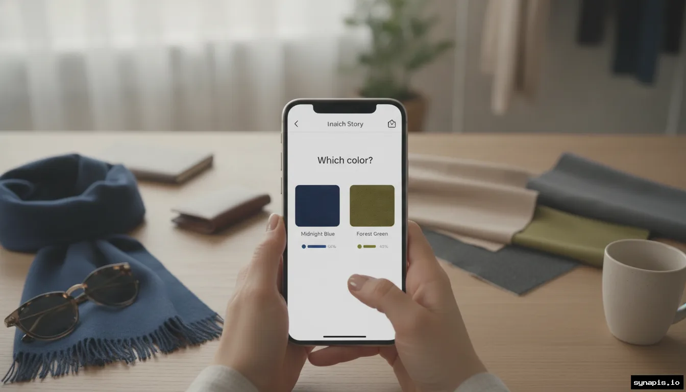 Instagram Stories poll on product color choice for an online fashion store