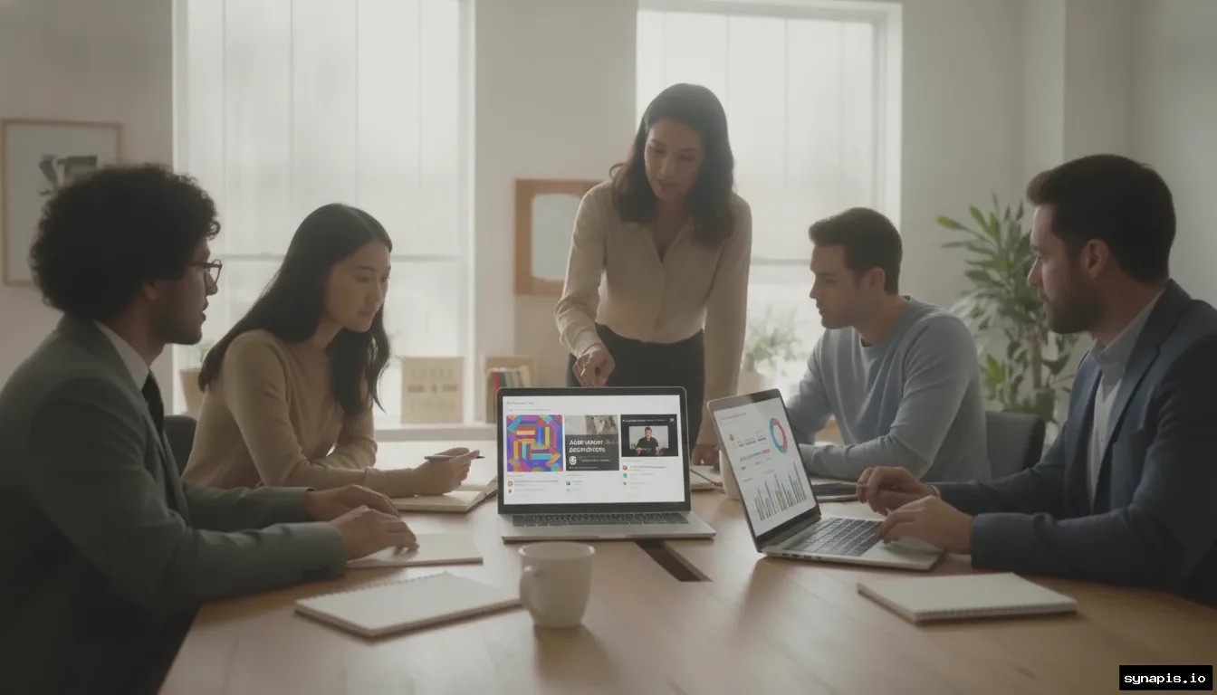 Marketer reviewing social media post with accessibility features on a laptop