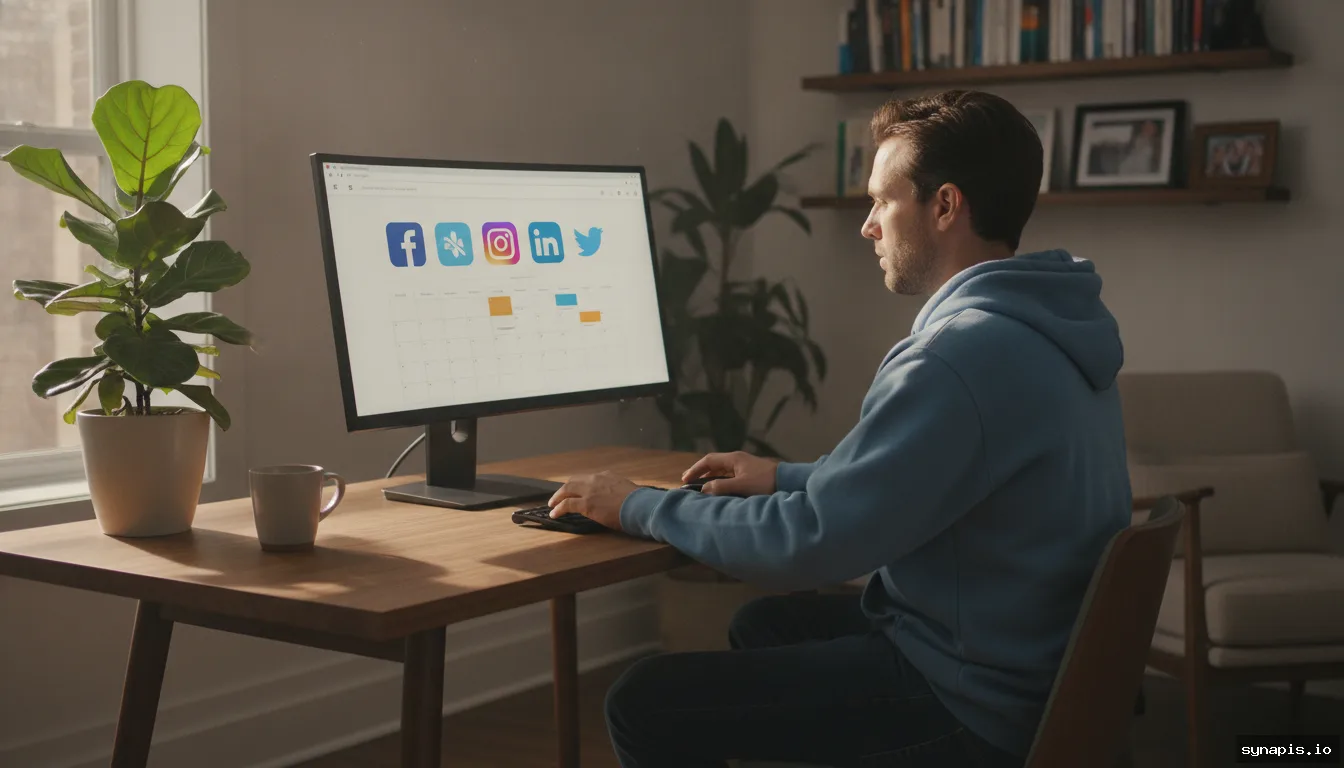 marketer scheduling multiple social media posts on different platforms from a single dashboard