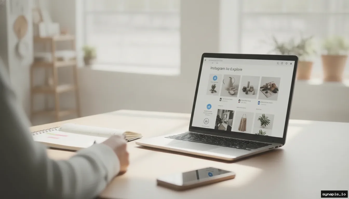 Scheduling Instagram posts on a laptop with a calendar and smartphone