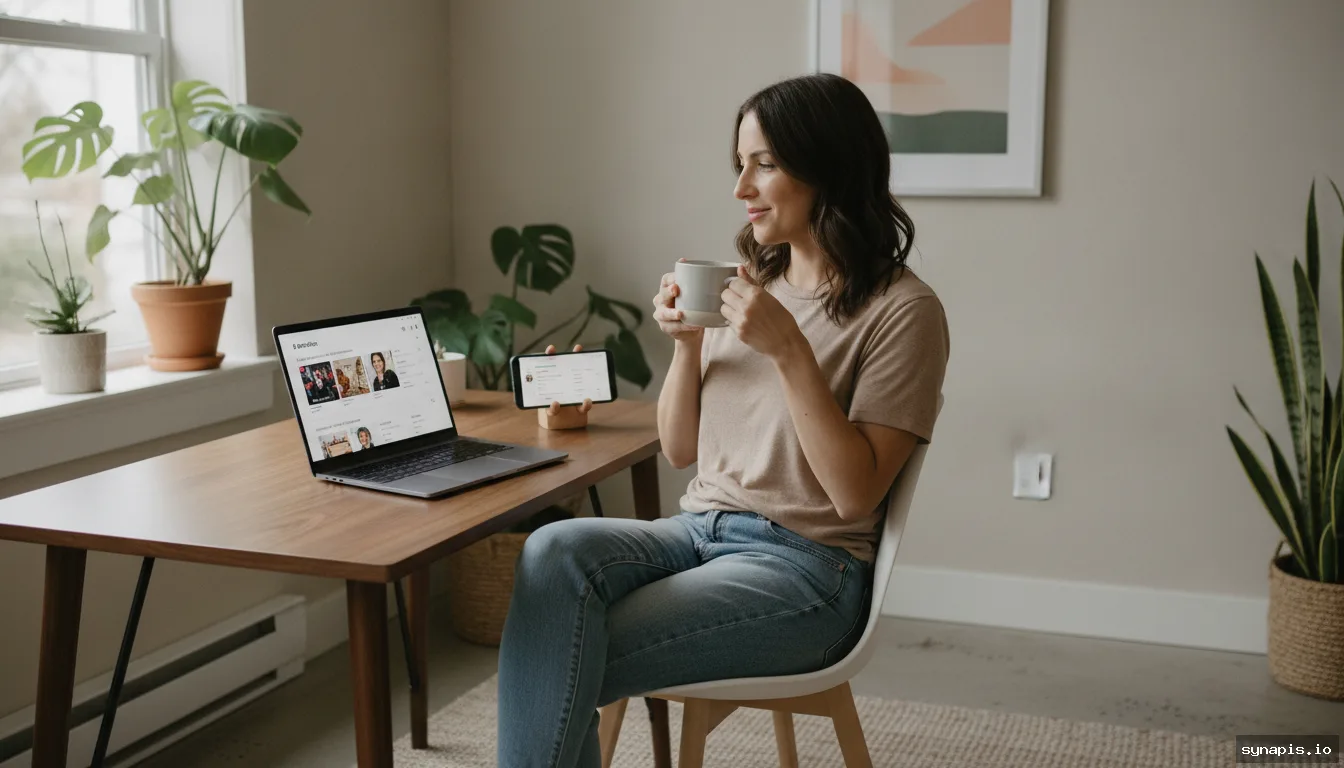 Small business social media manager using an AI platform to schedule TikTok posts