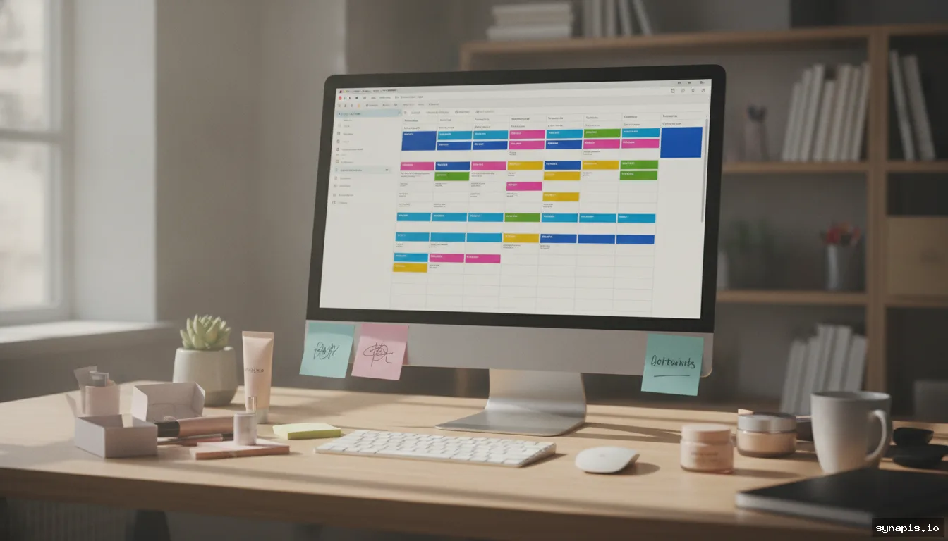 Social media content calendar for product promotion on a computer screen